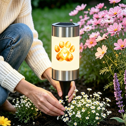 Paw print pet memorial solar garden light for a dog or cat – photo 2