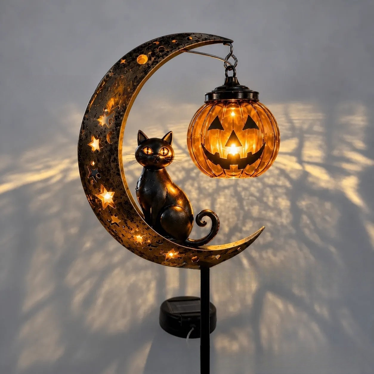 Solar Pumpkin Moon Garden Stake Light