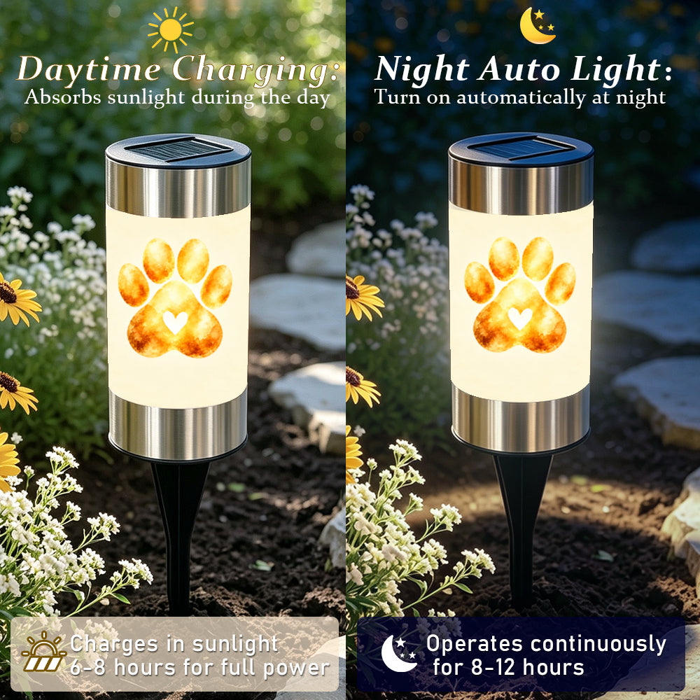 Paw print pet memorial solar garden light for a dog or cat – photo 4