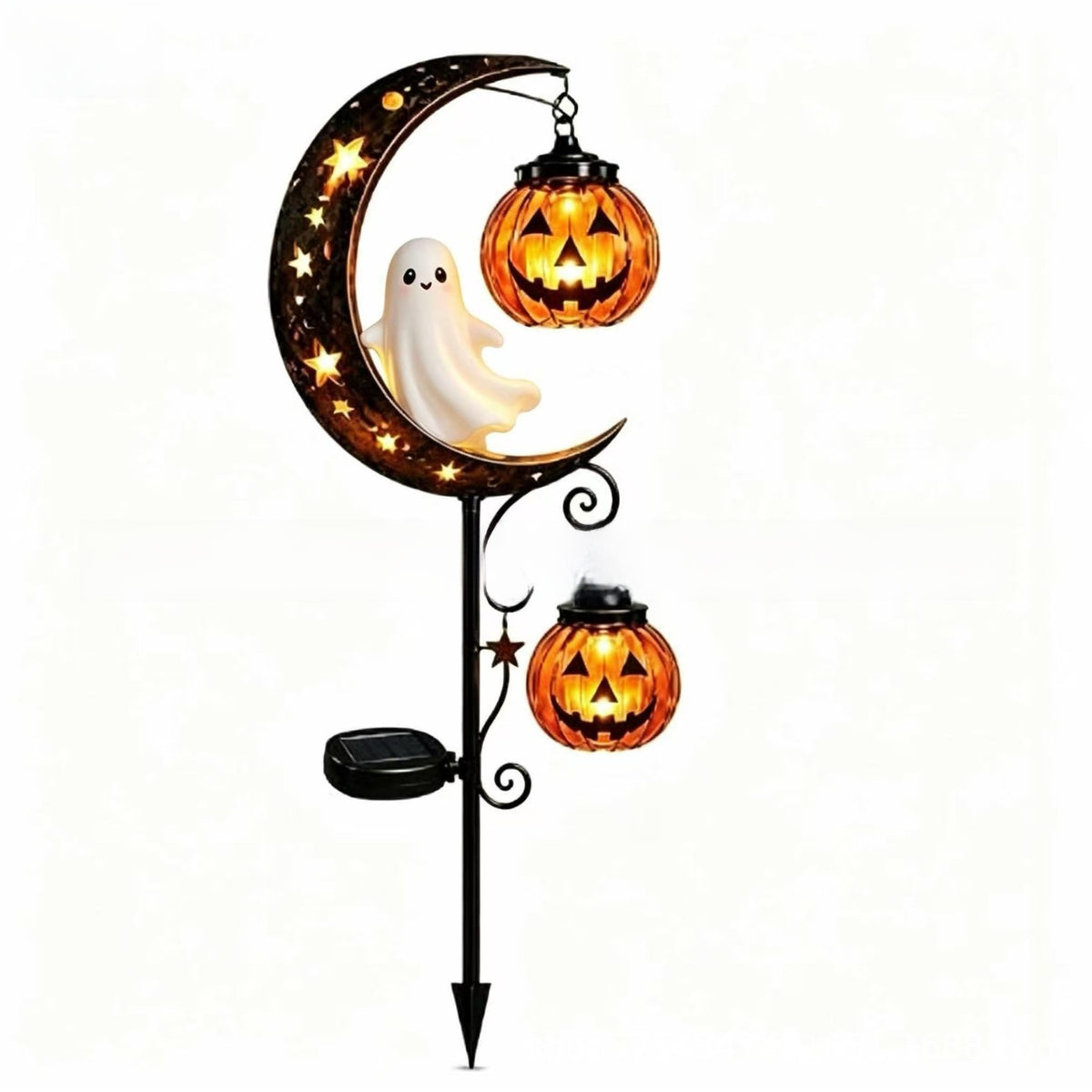 Solar Pumpkin Moon Garden Stake Light