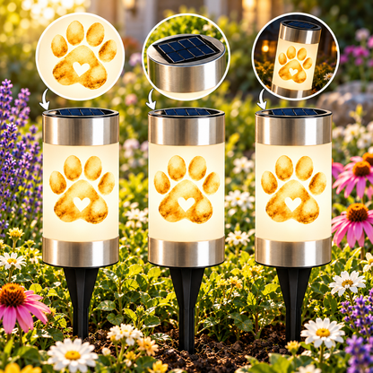 Paw Print Pet Memorial Solar Garden Light
