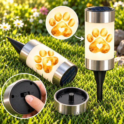 Paw Print Pet Memorial Solar Garden Light