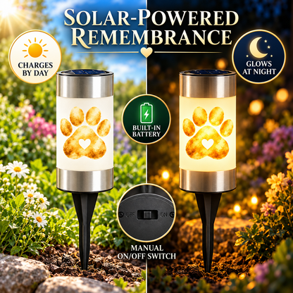 Paw Print Pet Memorial Solar Garden Light