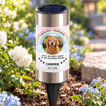 Forever Loved Rainbow Bridge Personalized Pet Memorial Solar Light
