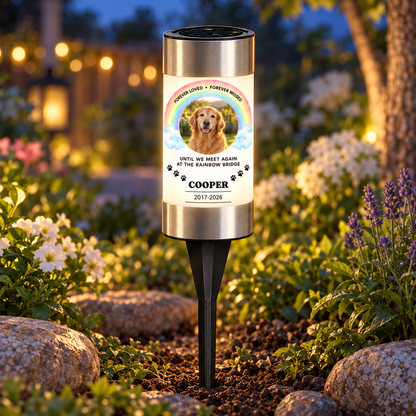 Forever Loved Rainbow Bridge Personalized Pet Memorial Solar Light