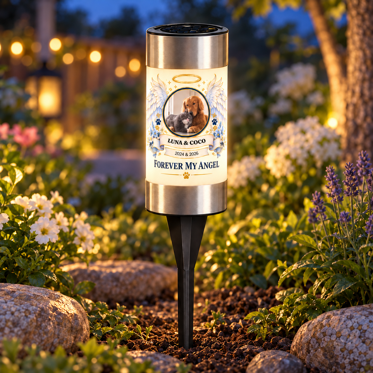 Personalized Angel Wings Pet Memorial Solar Light