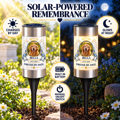 Personalized Angel Wings Pet Memorial Solar Light