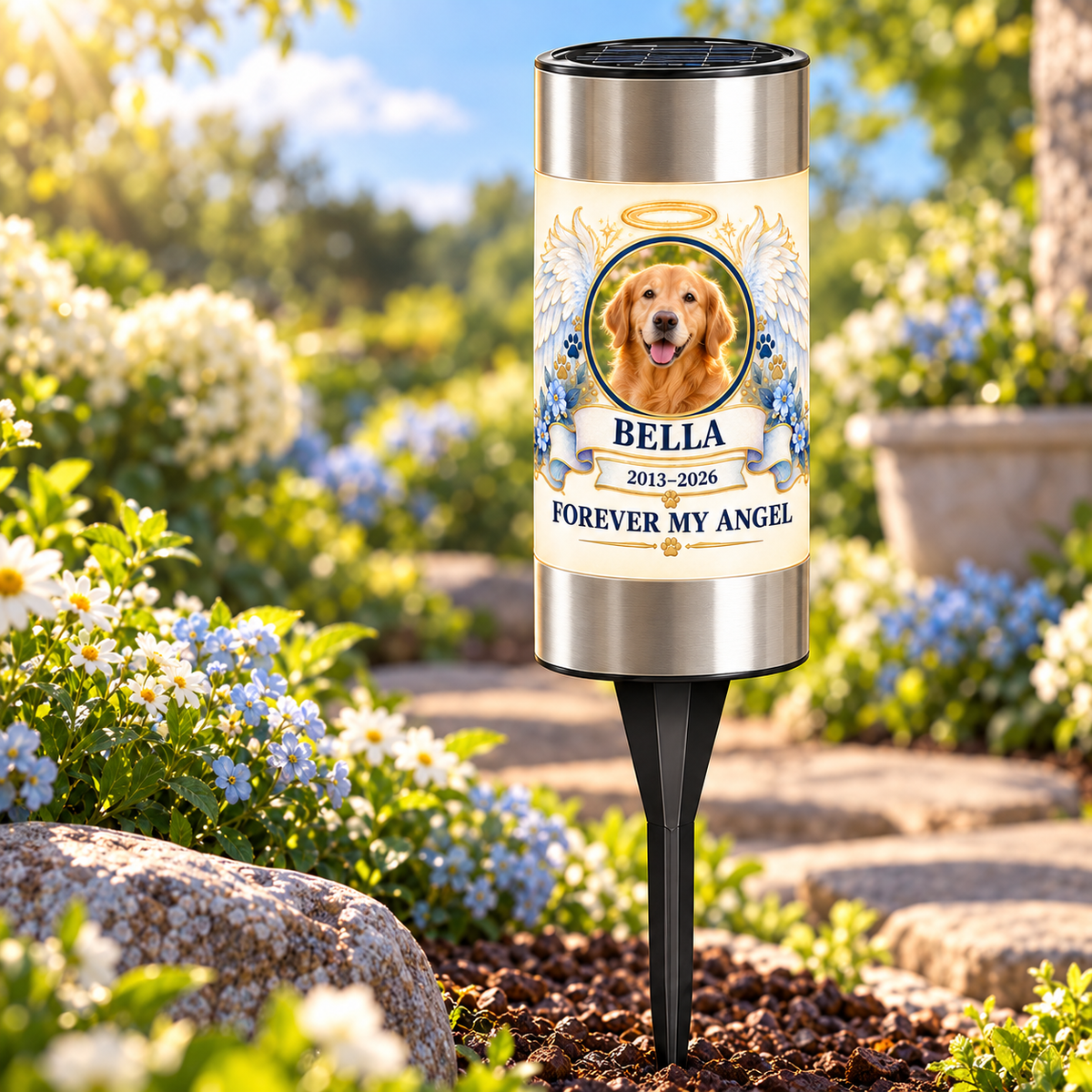 Personalized Angel Wings Pet Memorial Solar Light