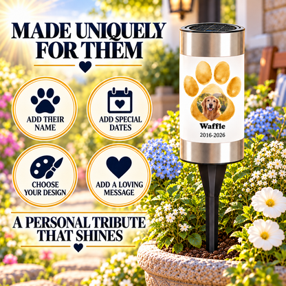 Personalized Pet Memorial Solar Light – Dog & Cat Photo Garden Gift