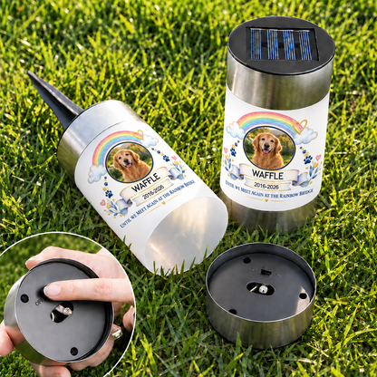 Personalized Rainbow Bridge Dog Memorial Solar Garden Light