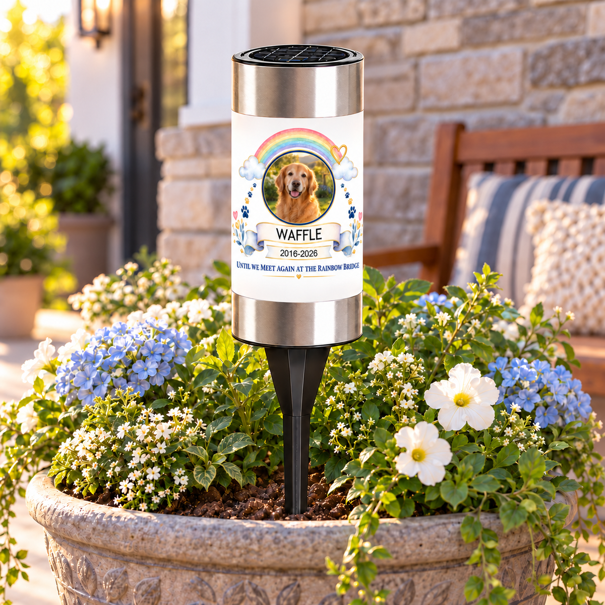 Personalized Rainbow Bridge Dog Memorial Solar Garden Light