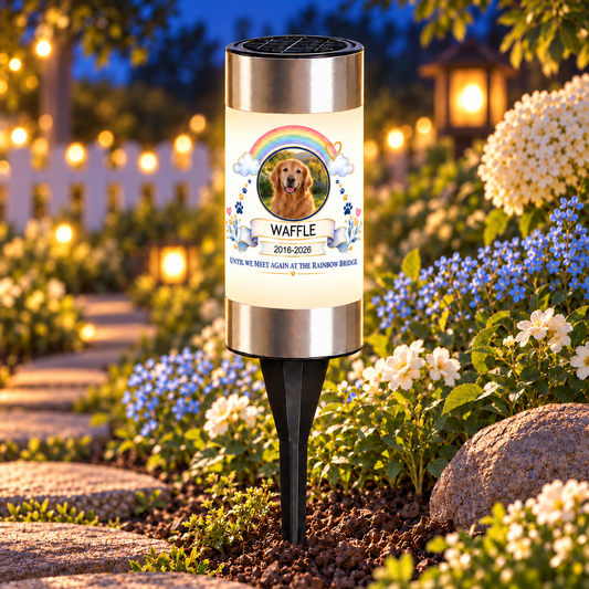 Personalized Rainbow Bridge Dog Memorial Solar Garden Light