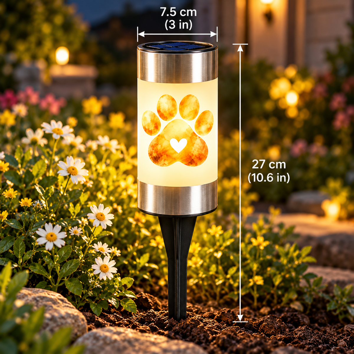 Paw Print Pet Memorial Solar Garden Light