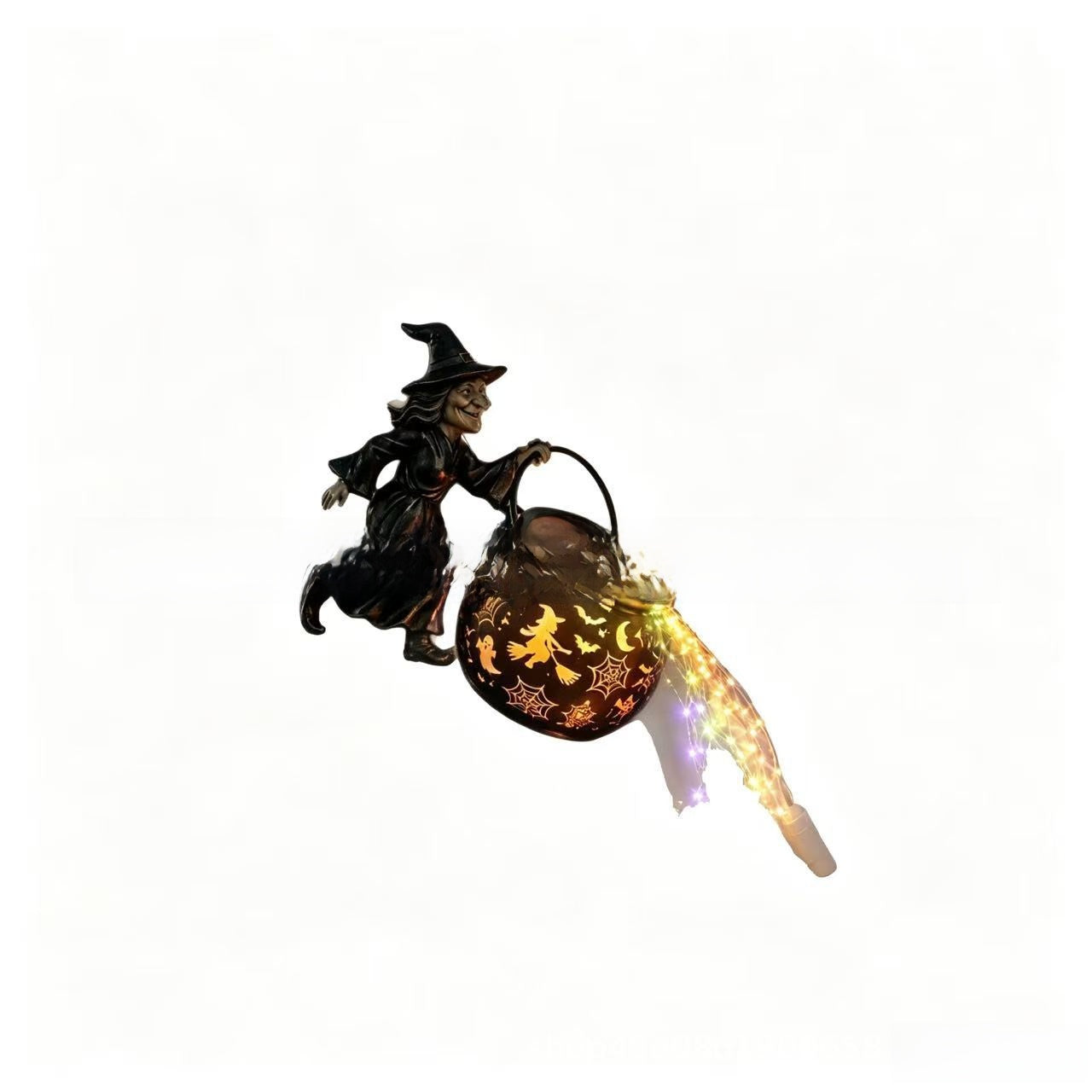 Halloween Witch Cauldron Garden Light Stake