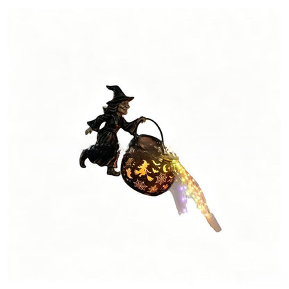Halloween Witch Cauldron Garden Light Stake
