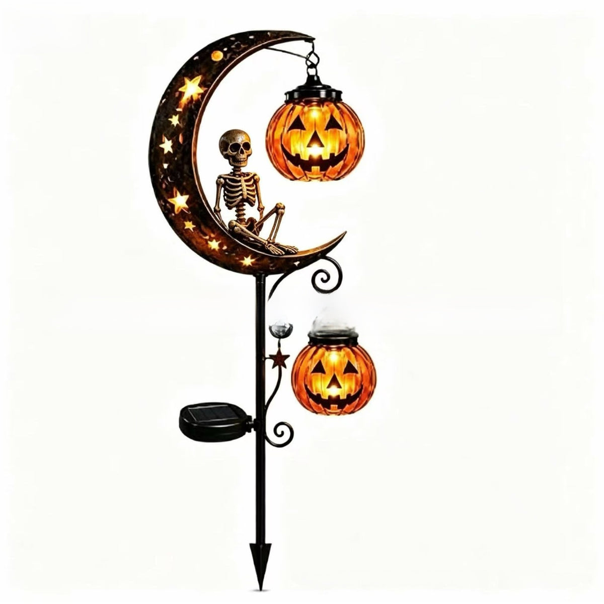 Solar Pumpkin Moon Garden Stake Light